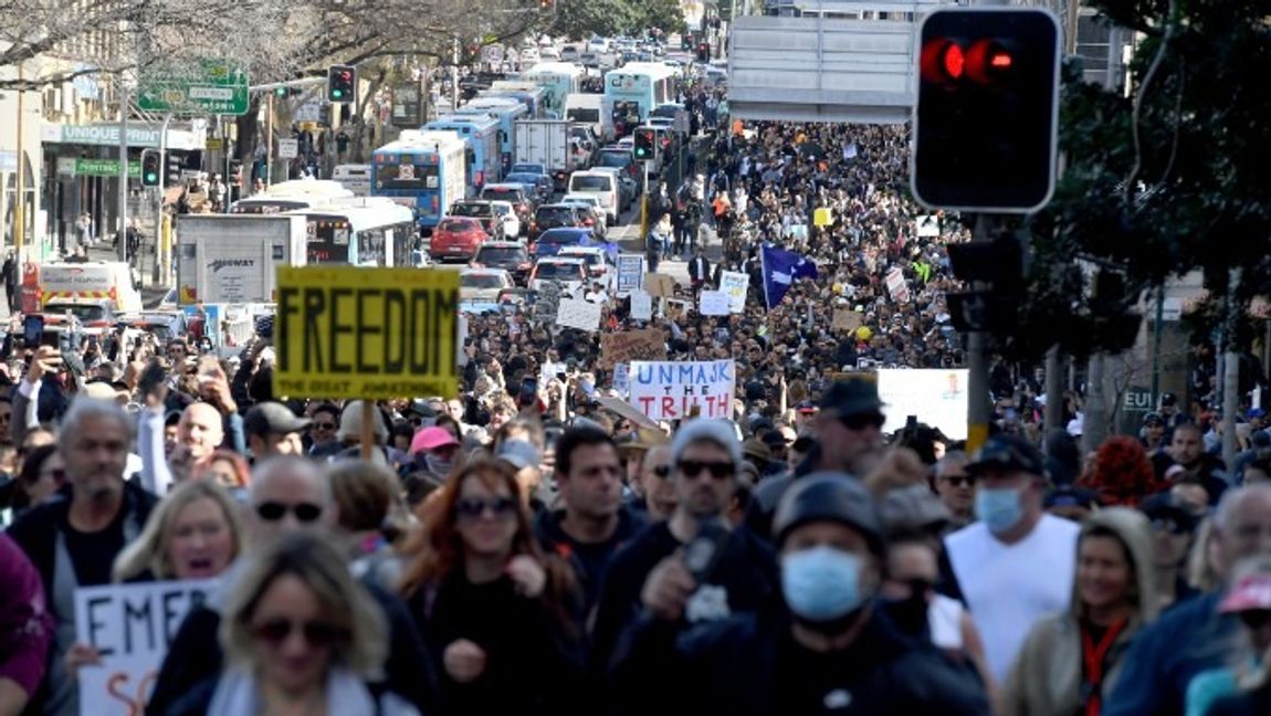 Demonstrationerna i Sydney under fredagen. Foto: Mick Tsikas/AP/TT