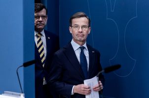 Sveriges nationella säkerhetsrådgivare Henrik Landerholm och statsminister Ulf Kristersson (M). Arkivbild. Foto: Christine Olsson/TT