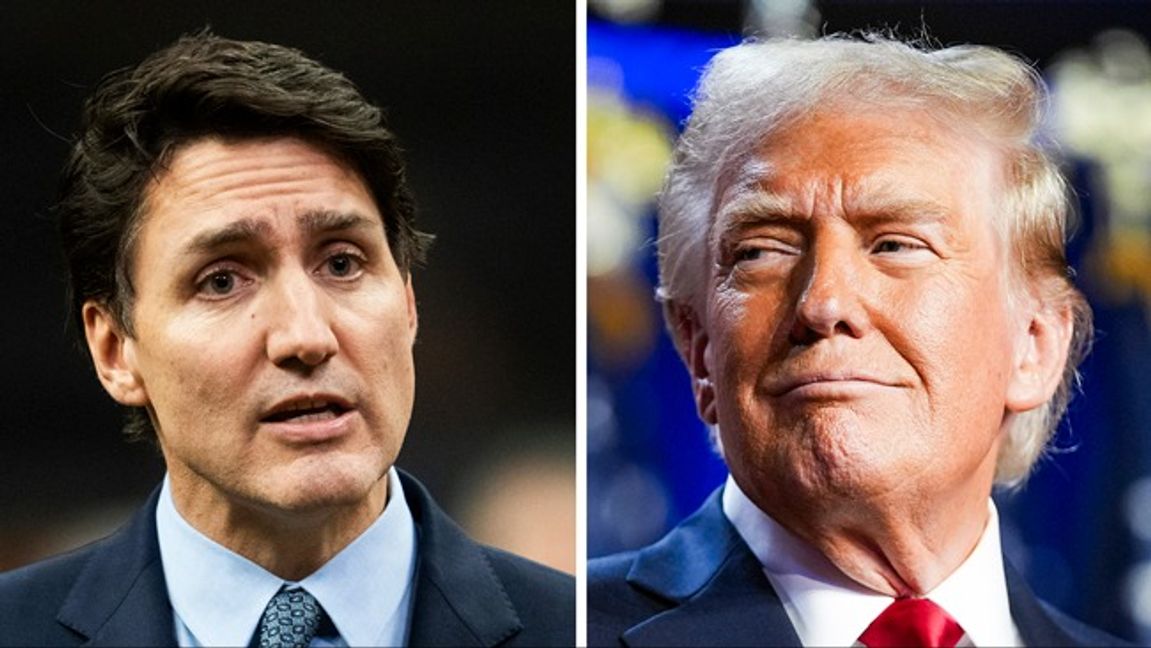 Justin Trudeau, premiärminister i Kanada och Donald Trump, tillträdande president USA. Bilden är ett montage. Foto: AP