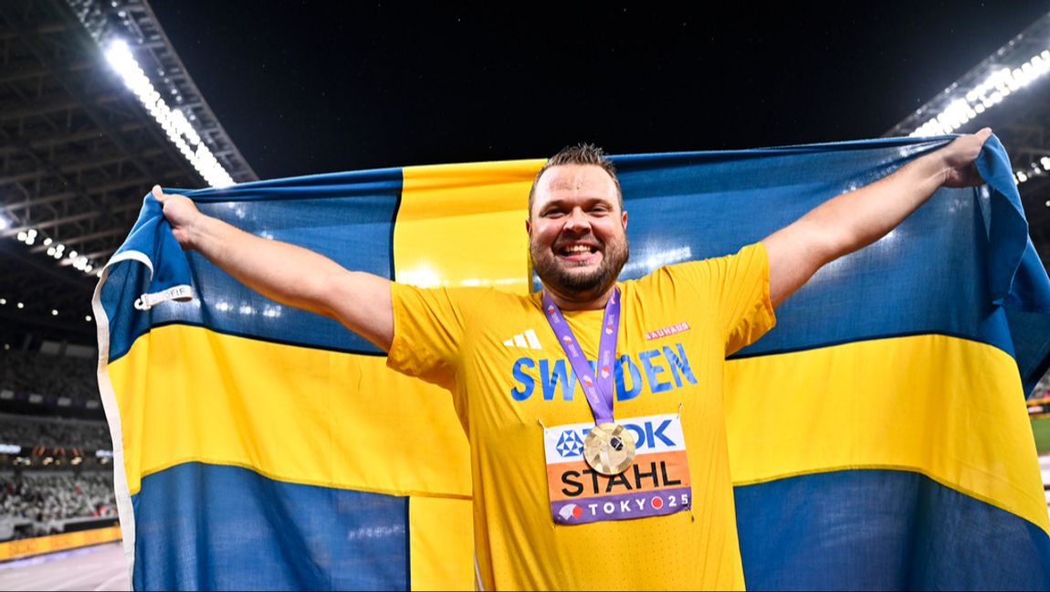 Daniel Ståhl tog VM-guld i diskus i Tokyo. Foto: Christine Olsson/TT