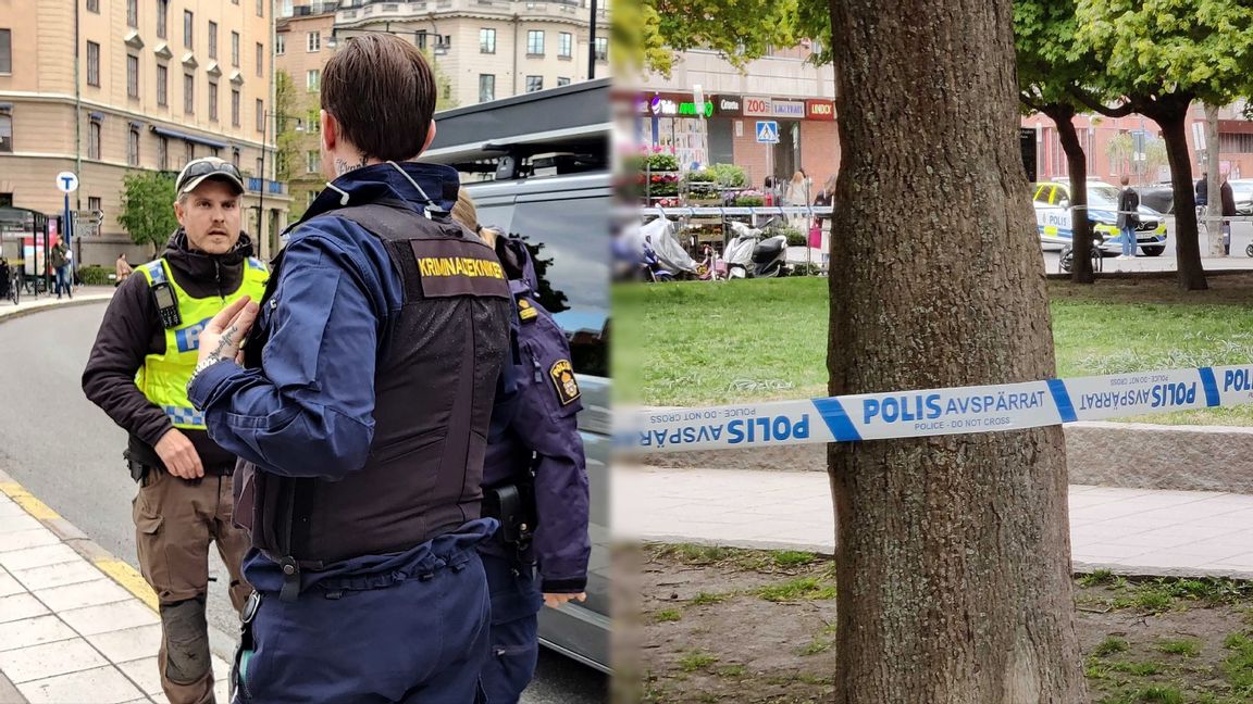 Skottlossning vid gallerian Fältöversten vid Karlaplan i Stockholm. Foto: Tomas Hedlund