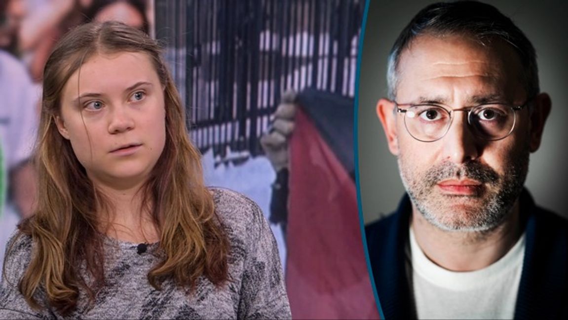 Greta Thunberg behövde inte svara på frågor om antisemitism i SVT:s Aktuellt skriver Aron Flam. Foto: SVT/Stina Stjernkvist/SvD/TT