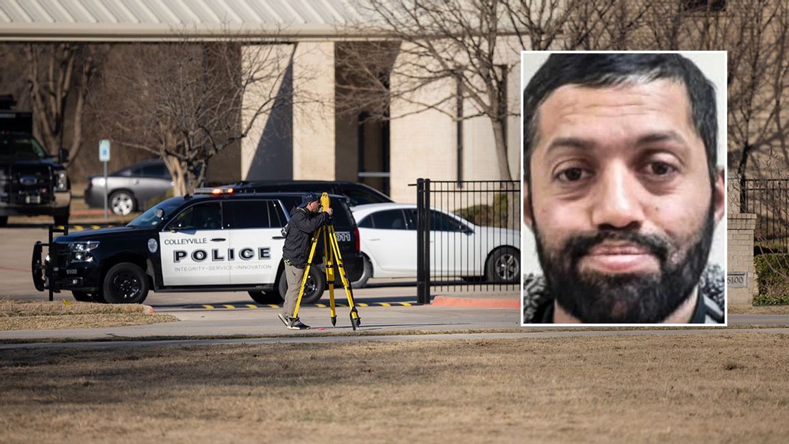 Gärningsmannen Malik Faisal Akram. Synagogan i Colleyville i Texas där ett gisslandrama utspelade sig i helgen. Foto: Brandon Wade/AP/TT