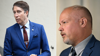 Socialdemokraternas utrikespolitiske talesperson Morgan Johansson kräver sverigedemokraten Richard Jomshofs avgång som ordförande för justitieutskottet. Foto: Oscar Olsson/Ali Lorestani/TT