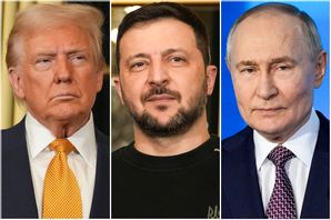 USA:s president Donald Trump, Ukrainas president Volodymyr Zelenskyj och Rysslands president Vladimir Putin. Foto: Aurelien Morissard, Pavel Bednyakov/AP/TT