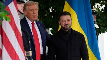 USA:s president Donald Trump och Ukrainas dito Volodymyr Zelenskyj under ett möte i Vita huset den 18 augusti. Julia Demaree Nikhinson/AP/TT