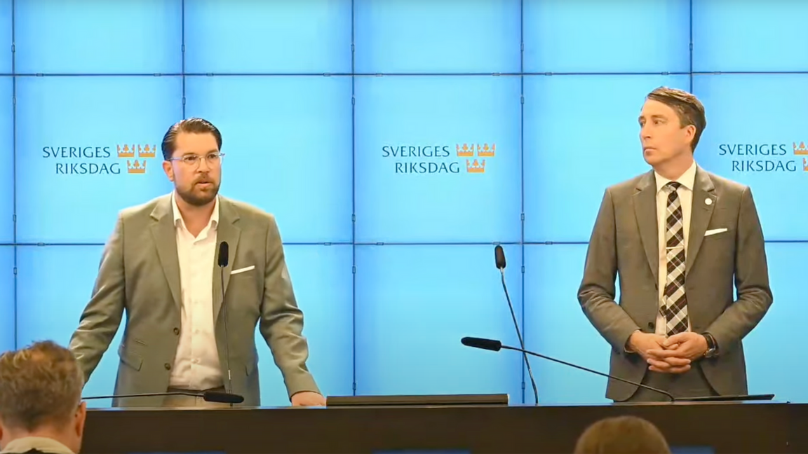 Jimmie Åkesson och Richard Jomshof, Sverigedemokraterna. Foto: Sverigedemokraterna