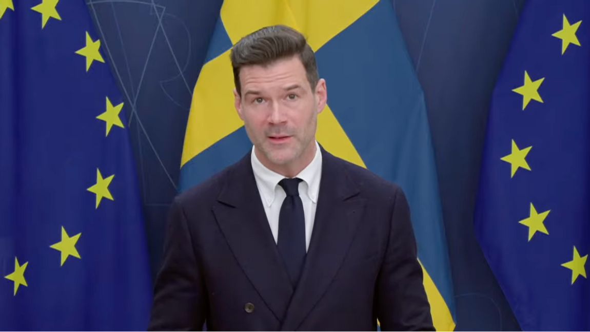 Migrationsminister Johan Forssell (M). Foto: Regerinskansliet/YouTube