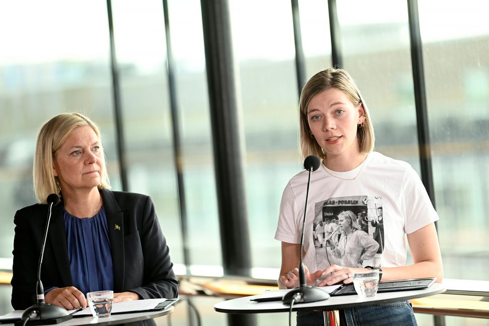 S-ledaren Magdalena Andersson och SSU-ordföranden Lisa Nåbo. Arkivbild. Foto: Pontus Lundahl/TT