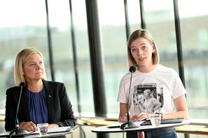 S-ledaren Magdalena Andersson och SSU-ordföranden Lisa Nåbo. Arkivbild. Foto: Pontus Lundahl/TT