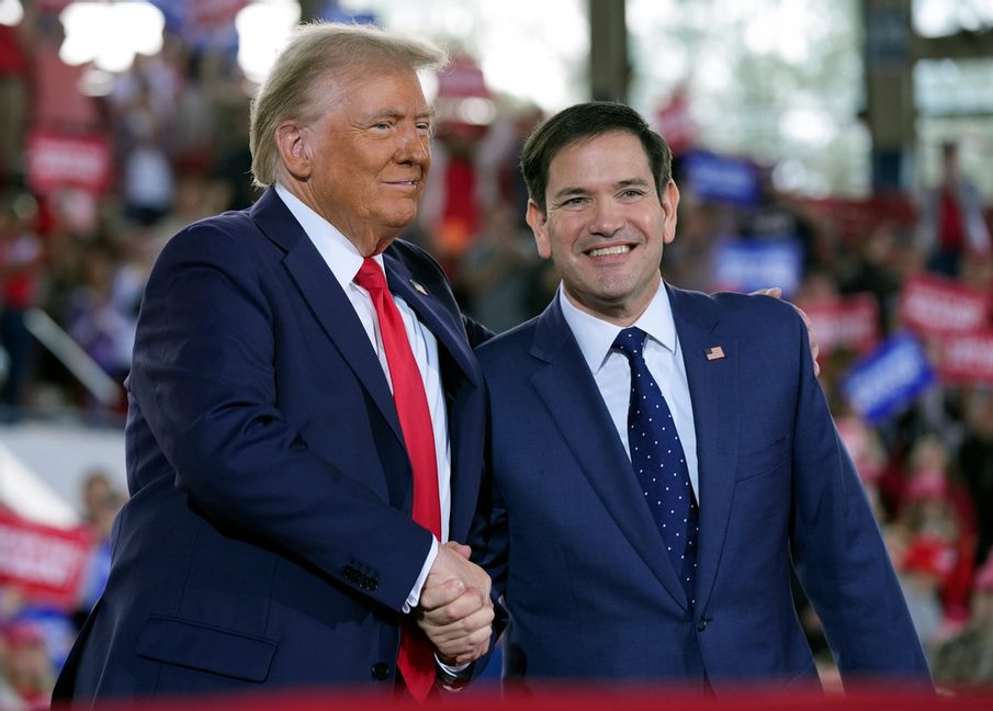 Donald Trump och Marco Rubio vid ett valmöte i Florida i november. Evan Vucci/AP/TT