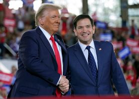 Donald Trump och Marco Rubio vid ett valmöte i Florida i november. Evan Vucci/AP/TT