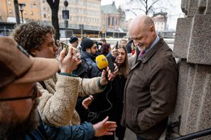 Centerpartiets gruppledare i riksdagen, Daniel Bäckström (C). Han var en av tre kandidater som deltog i partiledarkampen förra gången. Arkivbild. Christine Olsson/TT