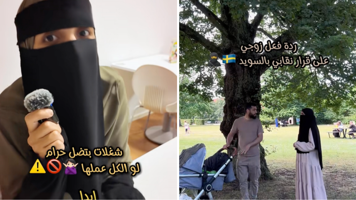 Inas Alhamwi framträder numera med niqab på sociala medier och har över 150 000 följare på Instagram. Hon har även fått spridning på TikTok. Foto: Skärmdump via TikTok