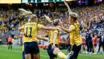 Damlandslaget under match mot Brasilien. Foto: Magnus Andersson/TT