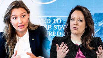 Energi- och näringsminister Ebba Bush (KD) talar om vikten av gröna industrisatsningar vid ett besök på SCA i Östrand i Sundsvall. Vattenfalls vd Anna Borg har tidigare uttalat sig negativt till kärnkraft – innan den nya regeringen tillträdde. Foto: Mats Andersson/TT/Markus Schreiber/AP