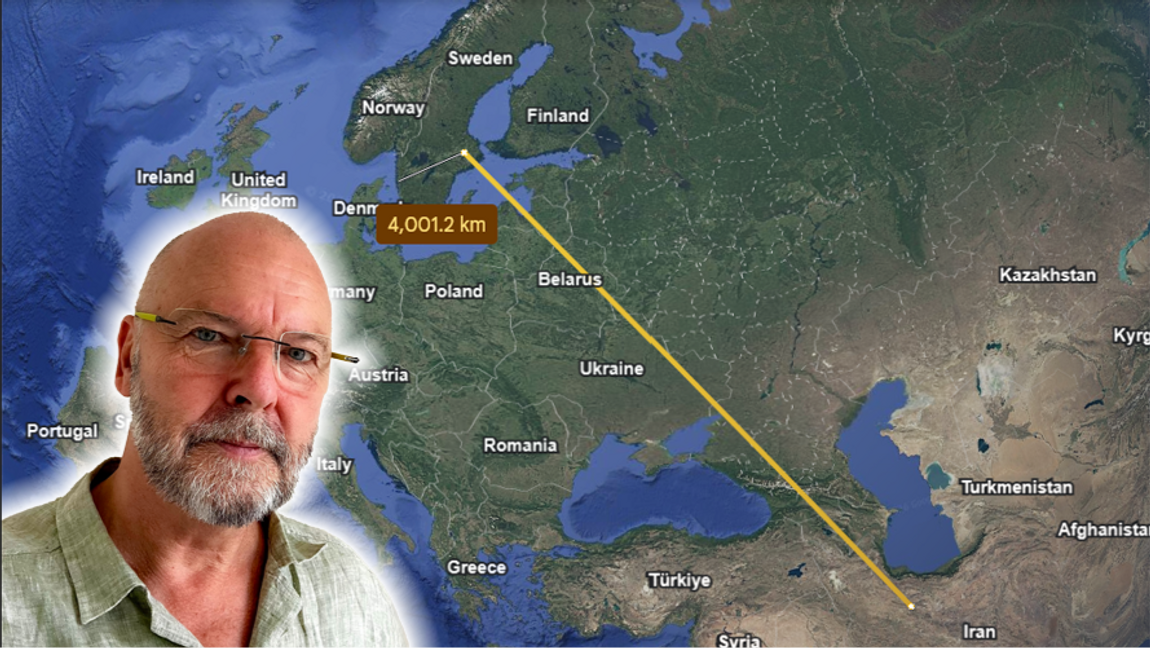 Iran har tillgång till ballistiska robotar med en räckvidd på 4000 kilometer. Foto: Google maps