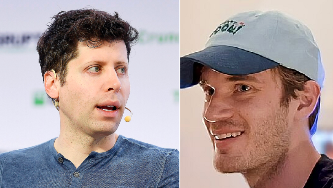 Sam Altman, medgrundare av techbolaget Open AI, och Felix Kjellberg, känd som Pewdiepie på YouTube. Foto: TechCrunch, CC BY 2.0 / Cold Ones Clips, CC BY 3.0, via Wikimedia Commons