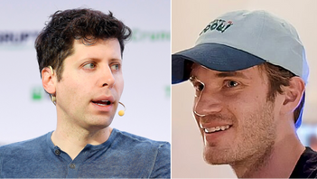 Sam Altman, medgrundare av techbolaget Open AI, och Felix Kjellberg, känd som Pewdiepie på YouTube. Foto: TechCrunch, CC BY 2.0 / Cold Ones Clips, CC BY 3.0, via Wikimedia Commons