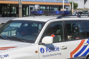 En belgisk polisbil i Bryssel 2016. Arkivfoto. Foto: Olivier Matthys/AP/TT