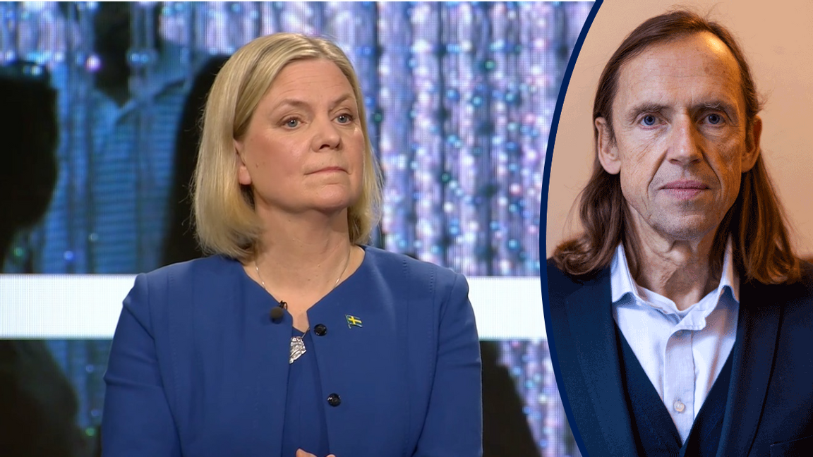 Att brunmåla motståndarna är vägen till framgång, hoppas Magdalena Andersson (S). Foto: Skärmavbild från partiledardebatten i SVT. 