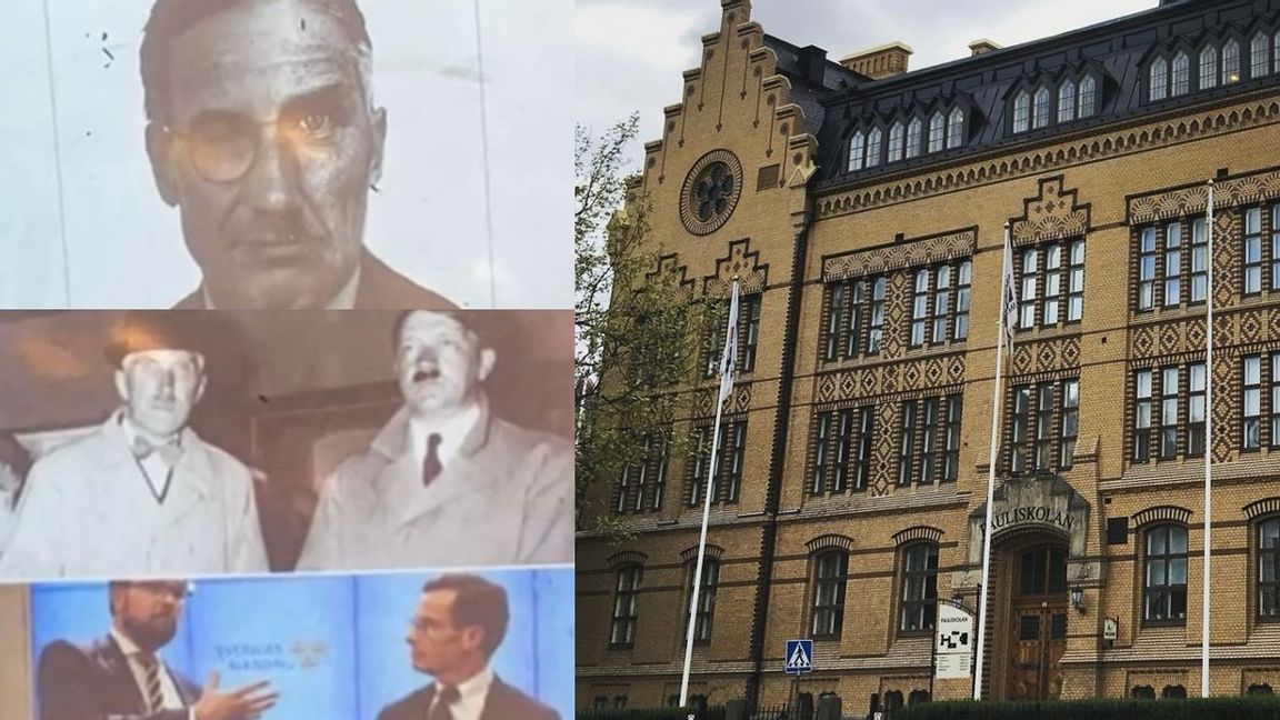 Lärare föreställde statsminister Ulf Kristersson som Franz von Papen under en lektion på Pauliskolan i Malmö. Foto: Facebook/Riks