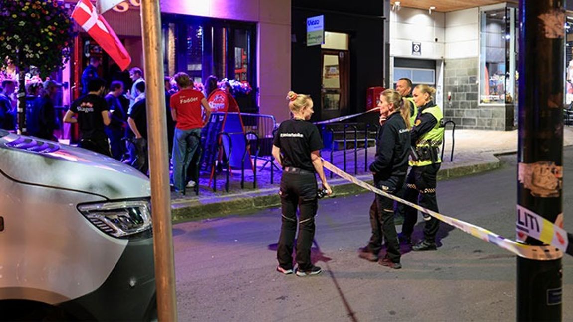 Polis i Kristiansand, Norge, efter en allvarlig våldshändelse i augusti. Bild: Tor Erik Schrøder / NTB