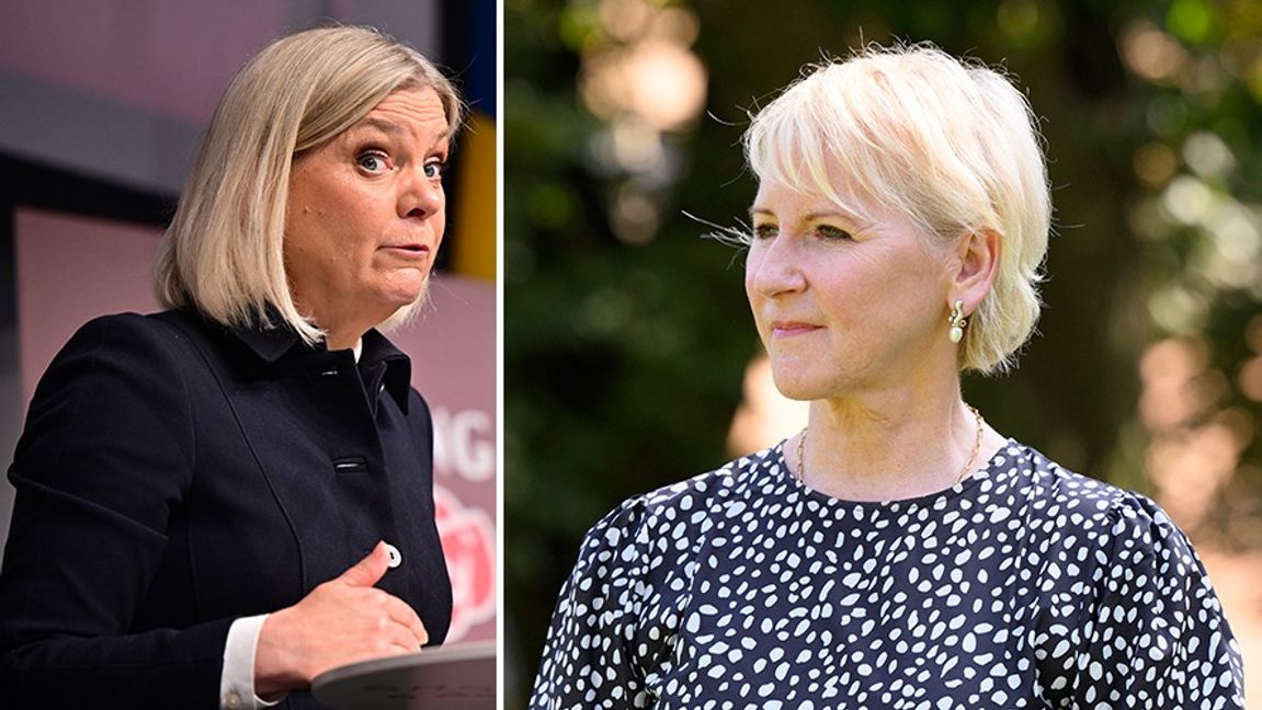 Magdalena Andersson (S) försvarar sin tidigare ministerkollega Margot Wallström (S). Foto: Björn Larsson Rosvall/Henrik Montgomery/TT