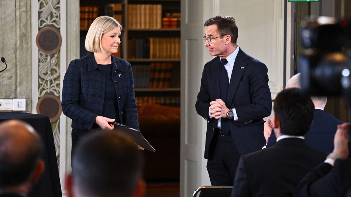 Tidöpartierna har klarat tre år tillsammans och är i stort enade. För Andersson tycks det vara en utmaning att ens få alla att träffas och äta lunch ihop. Foto: Claudio Bresciani/TT