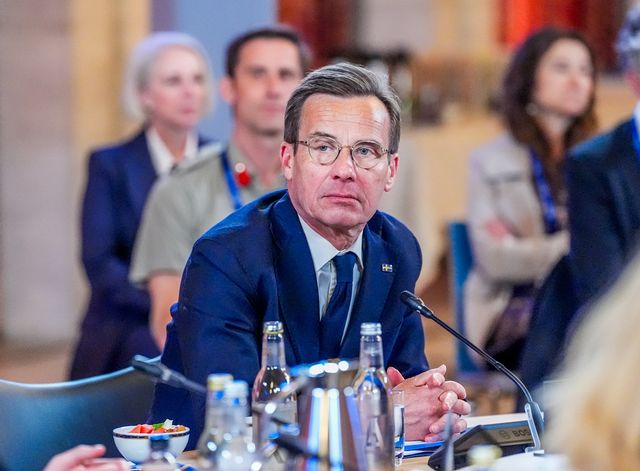 Ulf Kristersson på mötet i Oslo. Foto: Lise Åserud/NTB/TT