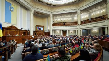 President Volodymyr Zelenskyj håller tal i det ukrainska parlamentet, Verchovna Rada den 3 maj 2022. Foto:  President.gov.ua