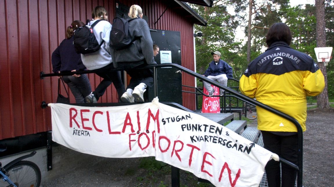 Protest mot nedläggning av fritidsgård. Foto: Tomas Oneborg, SvD/TT.