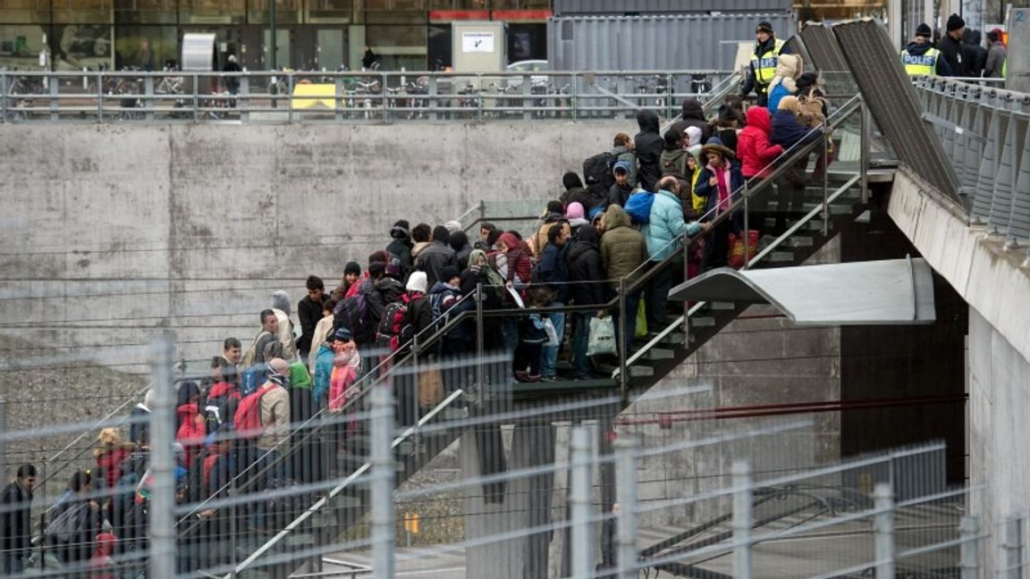 Gränskontrollen vid Hyllie under den stora migrationsvågen 2015. Foto: Johan Nilsson/TT. 