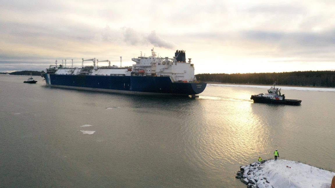 Naturgas i Helsingfors hamn i Finland. Foto: Jussi Nukari/AP/TT