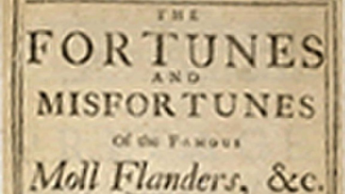 Den inte så säljande framsidan av förstaupplagan av Daniel Defoes roman om Moll Flanders. Foto: WikiCommons Public Domain