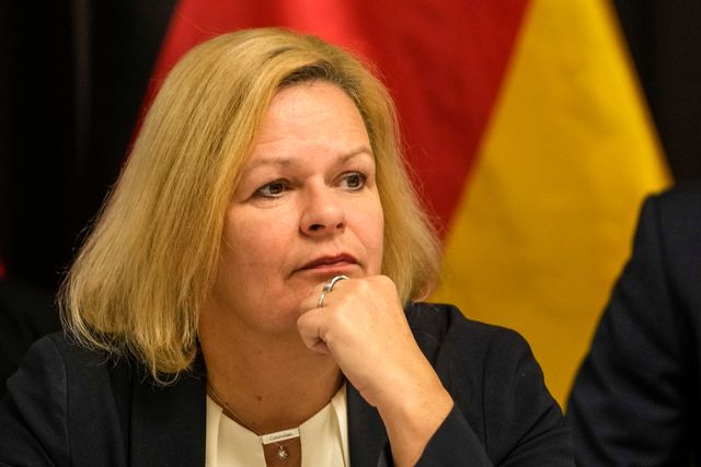 Tysklands inrikesminister Nancy Faeser. Arkivbild. Foto: Darko Vojinovic/AP/TT