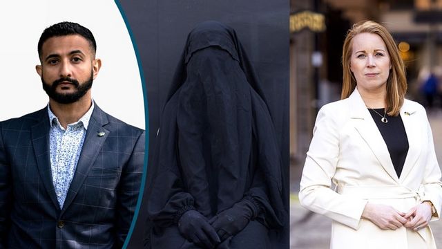 Luai Ahmed. Kvinna i niqab. Annie Lööf.  Foto: Jocke Eklöf / Maya Alleruzzo/TT / Stefan Jerrevång/TT