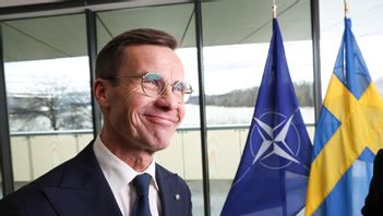 Sveriges statsminister Ulf Kristersson (M) på Sveriges ambassad i Washington den 7 mars. Foto: THOMAS NILSSON/TT