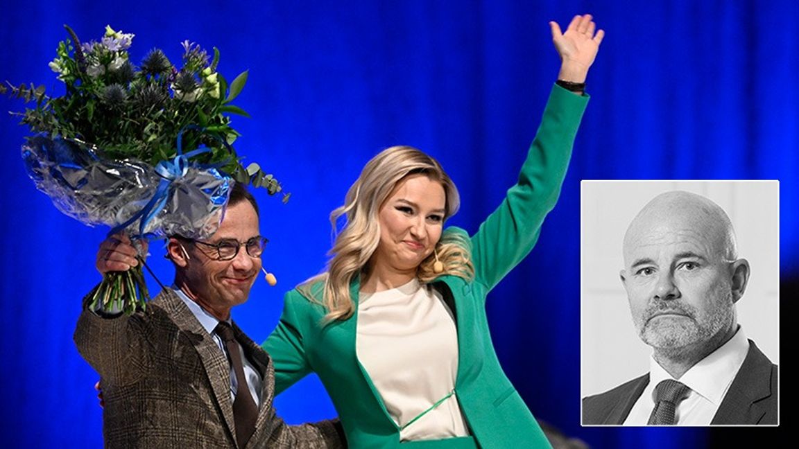 Ulf Kristersson och Ebba Busch söker inte ta makten enligt dagens debattör Mats Bergh. Foto: Pontus Lundahl/TT