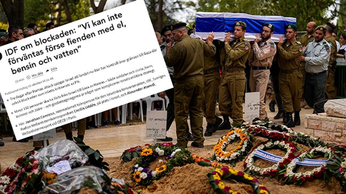 ”Nu representerar du ena sidan i den här konflikten”, påpekade SR:s reporter till IDF:s talesperson Jonathan Conricus. Bild: Francisco Seco/AP/TT/Faksimil sr.se