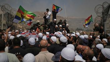 Israeliska druser demonstrerar till stöd för sina trosfränder i Syrien. Foto: Leo Correa / TT