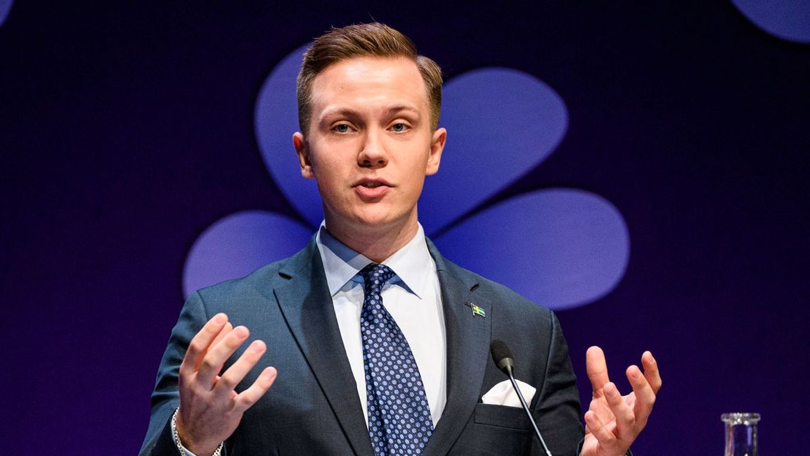 Tobias Andersson är rättspolitisk talesperson för Sverigedemokraterna. Foto: Tommy Pedersen/TT