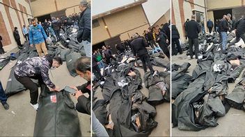 Stillbilder från filmer som sprids på sociala medier och uppges visa dödade vid ett bårhus utanför Teheran. Bild: UGC via AP