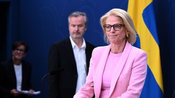 Finansminister Elisabeth Svantesson (M) under måndagens pressträff. Foto: Christine Olsson/TT