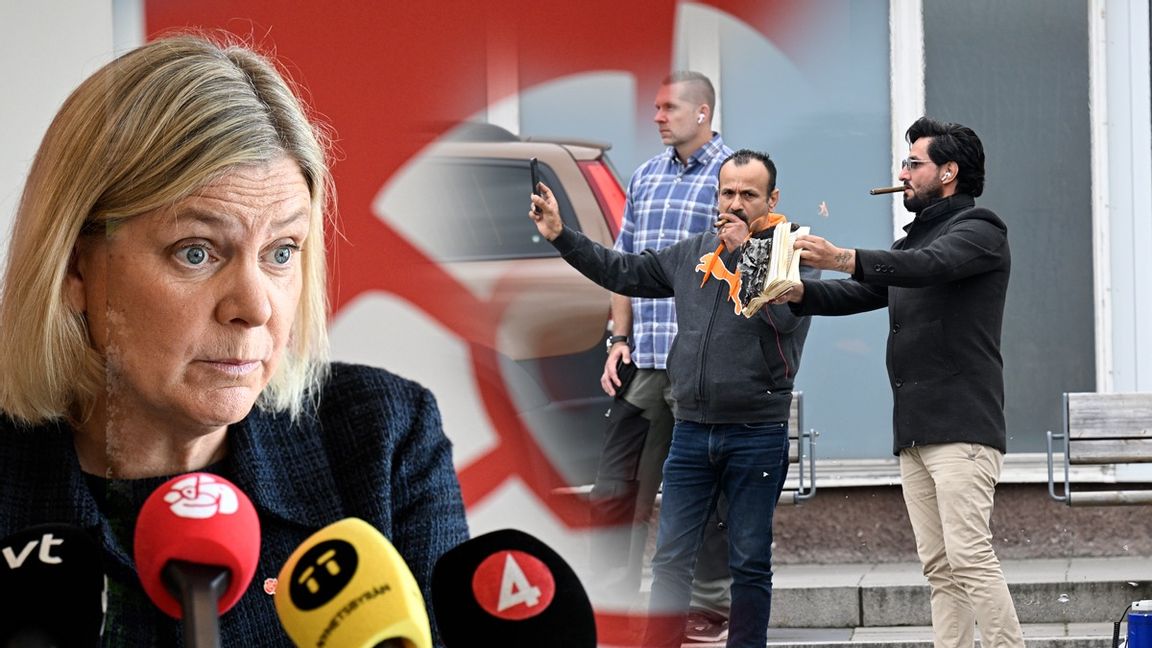 Salwam Najem, i mitten, försökte bli medlem i Socialdemokraterna. Foto: Pontus Lundahl/Johan Nilsson/TT