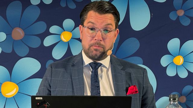 Sverigedemokraternas partiledare  Jimmie Åkesson från landsdagarna i Örebro. Maria Davidsson/TT