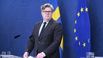 Justitieminister Gunnar Strömmer (M) under pressträff om åtgärder för att stärka Sveriges säkerhet. Foto: Jessica Gow / TT