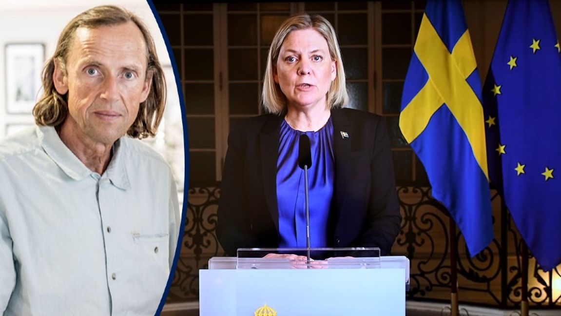 Statsminister Magdalena Andersson (S) håller tal till nationen med anledning av det försämrade säkerhetspolitiska läget. Foto: Fredrik Sandberg/TT 