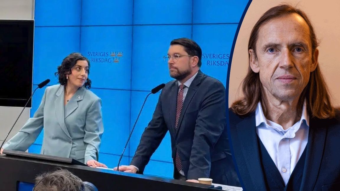 Simona Mohamsson (L) och Jimmie Åkesson (SD) från presskonferensen som fick alla att plötsligt tala om Liberalerna. Foto: Skärmavbild från liberalerna.se