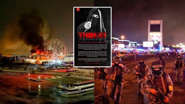 På fredagen skedde ett terrordåd mot en konserthall i Moskva. Nu hotar IS med ytterligare attacker. Foto: Sergei Vedyashkin/Alexander Avilov/AP/TT/Skärmdump